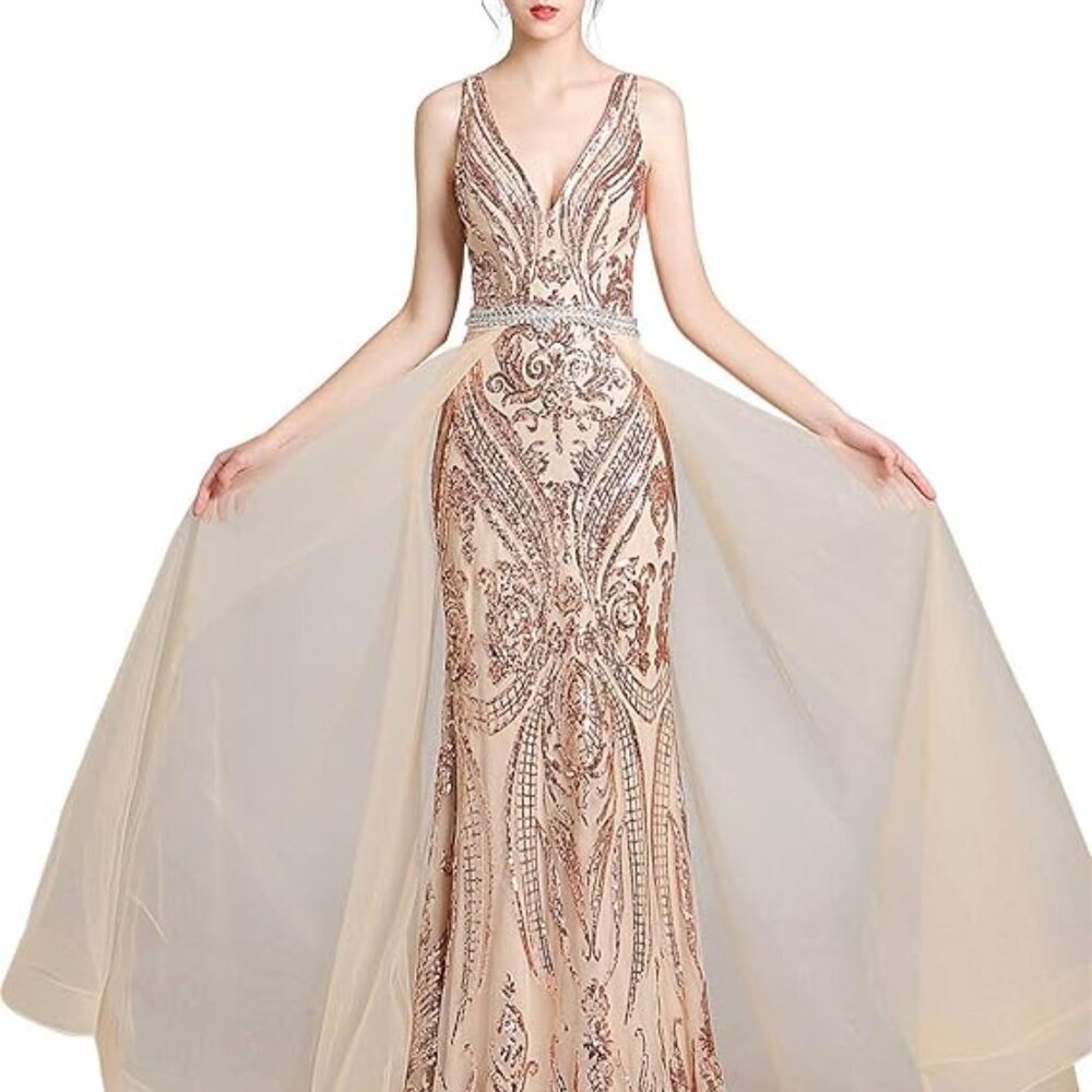 Sarahbridal Luxury Women's‎ Formal Dresses Beaded Sequin Elegant Evening Gown